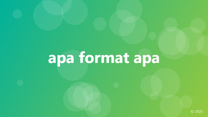 apa format apa