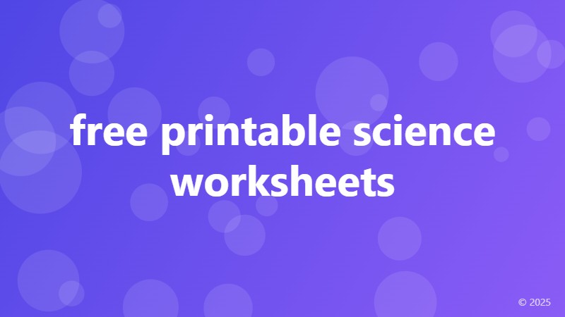 free printable science worksheets