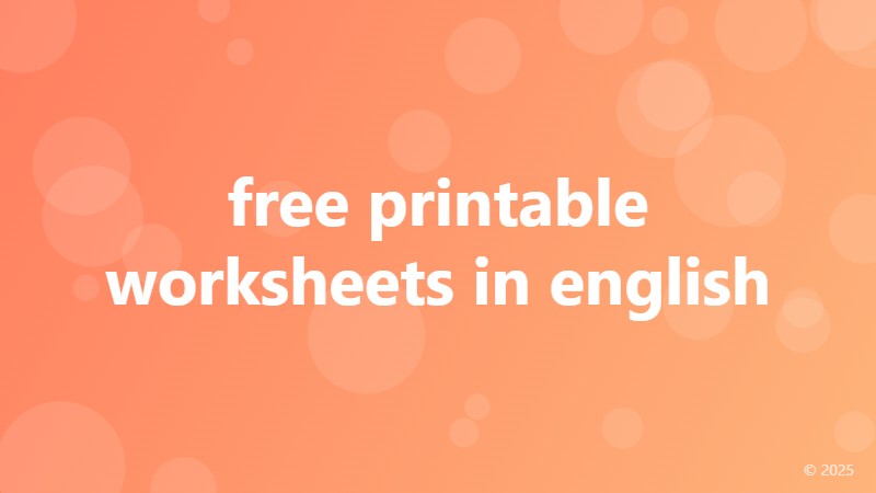 free printable worksheets in english