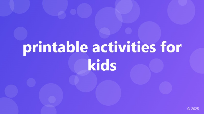 printable activities for kids