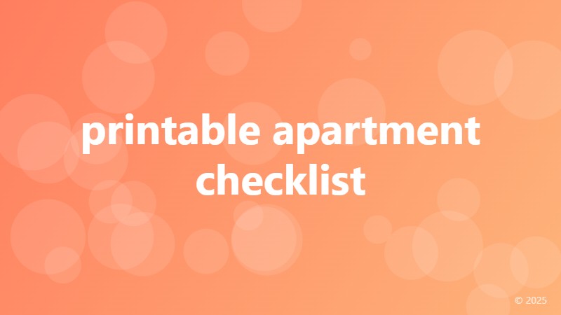 printable apartment checklist