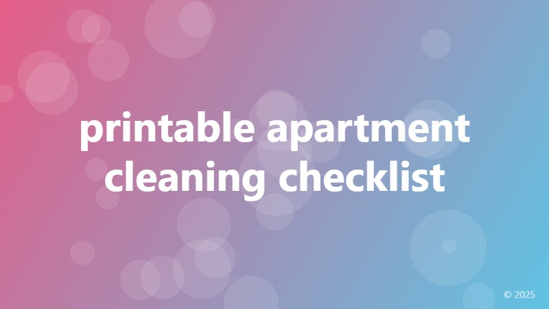 printable apartment cleaning checklist