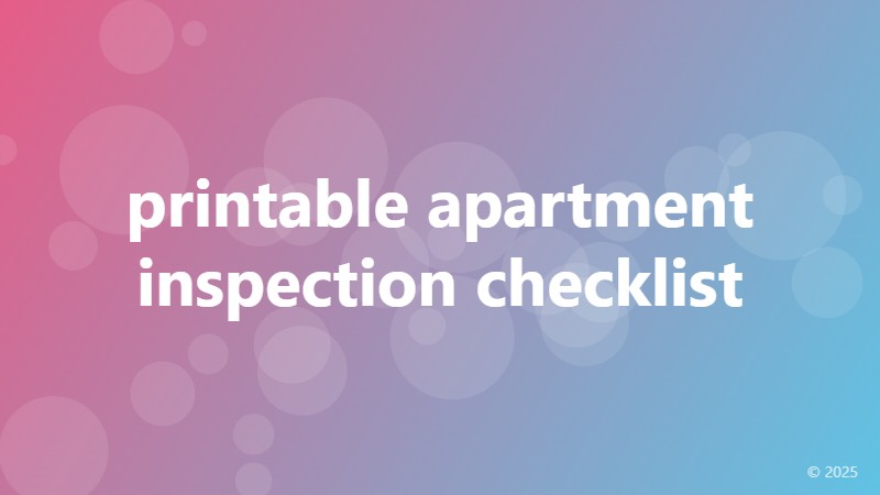 printable apartment inspection checklist