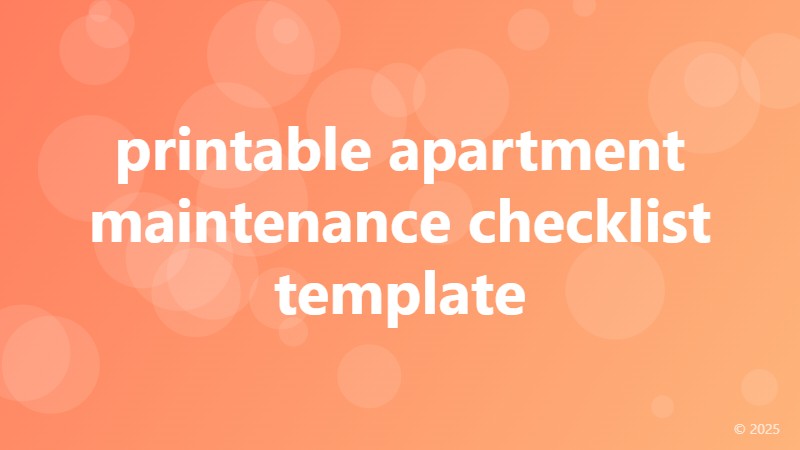 printable apartment maintenance checklist template