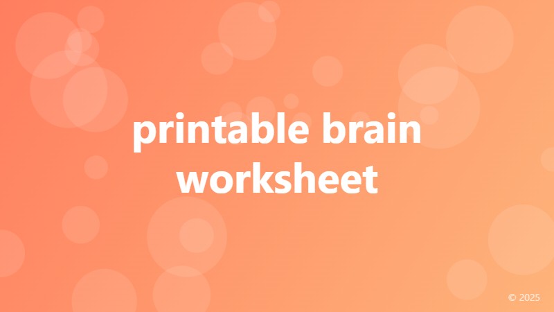 printable brain worksheet