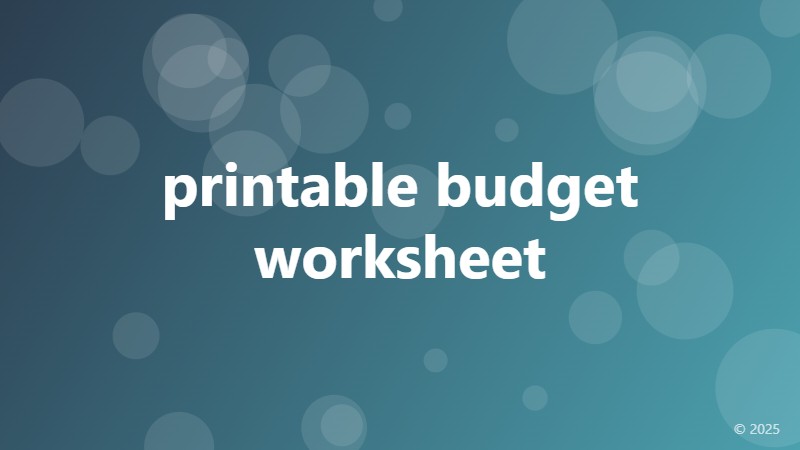 printable budget worksheet