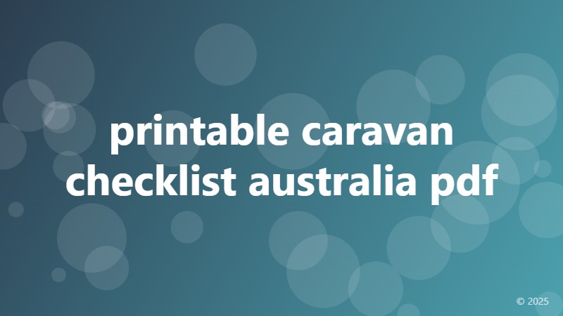 printable caravan checklist australia pdf
