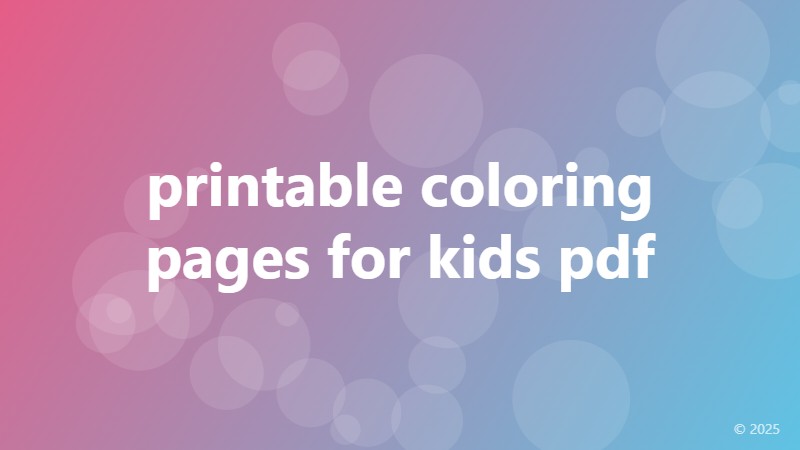 printable coloring pages for kids pdf