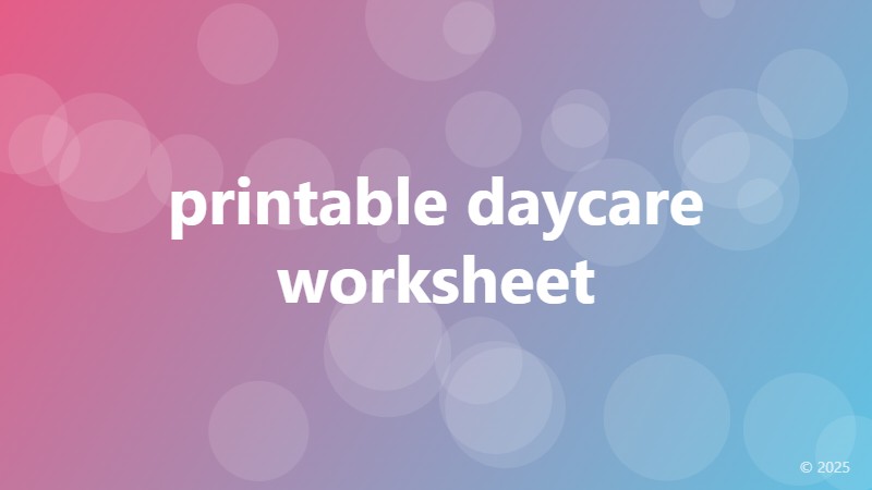 printable daycare worksheet
