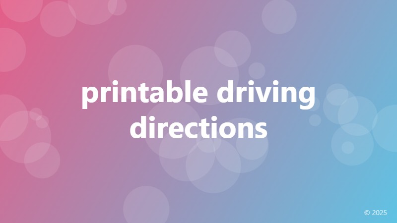 printable driving directions
