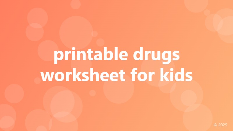 printable drugs worksheet for kids