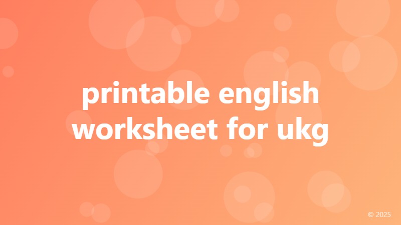 printable english worksheet for ukg