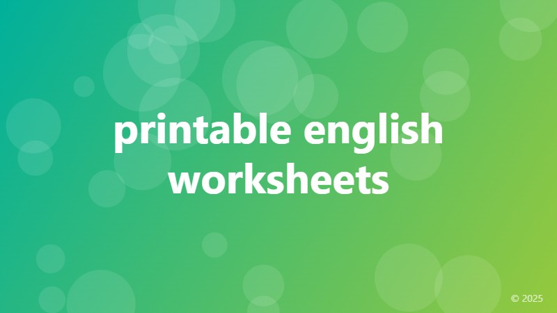 printable english worksheets