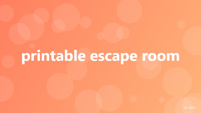 printable escape room