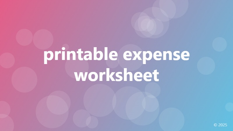 printable expense worksheet