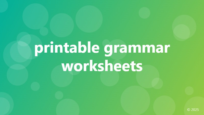 printable grammar worksheets