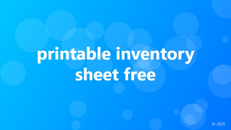 printable inventory sheet free