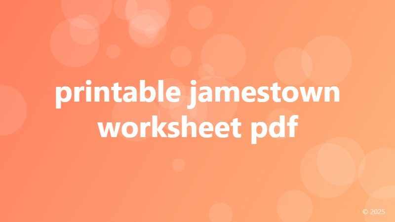 printable jamestown worksheet pdf