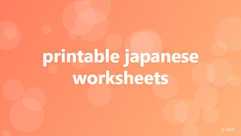 printable japanese worksheets