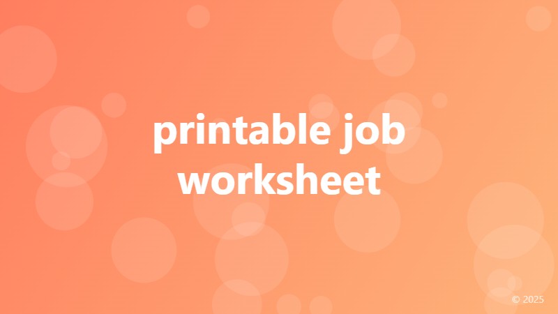 printable job worksheet