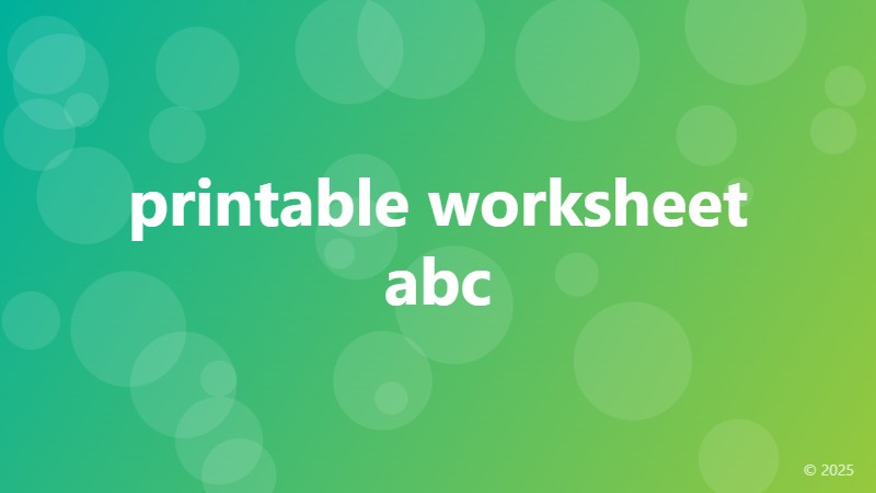 printable worksheet abc