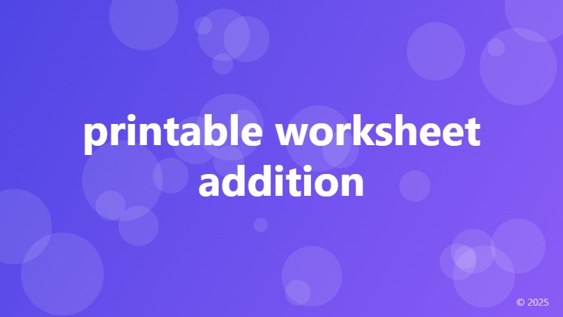 printable worksheet addition