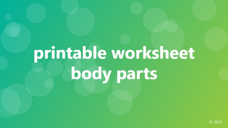 printable worksheet body parts
