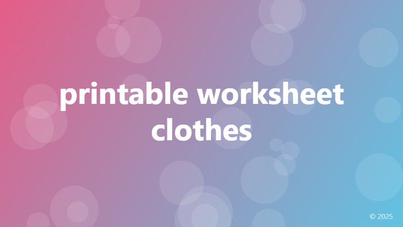 printable worksheet clothes