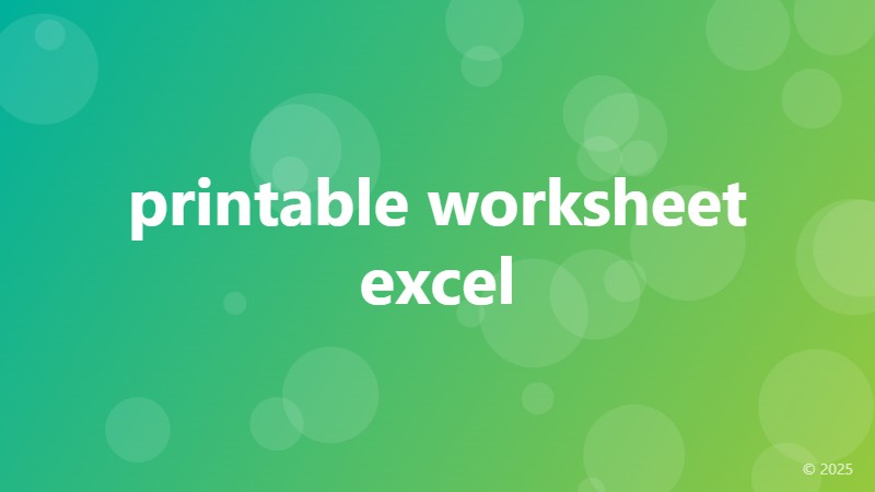 printable worksheet excel