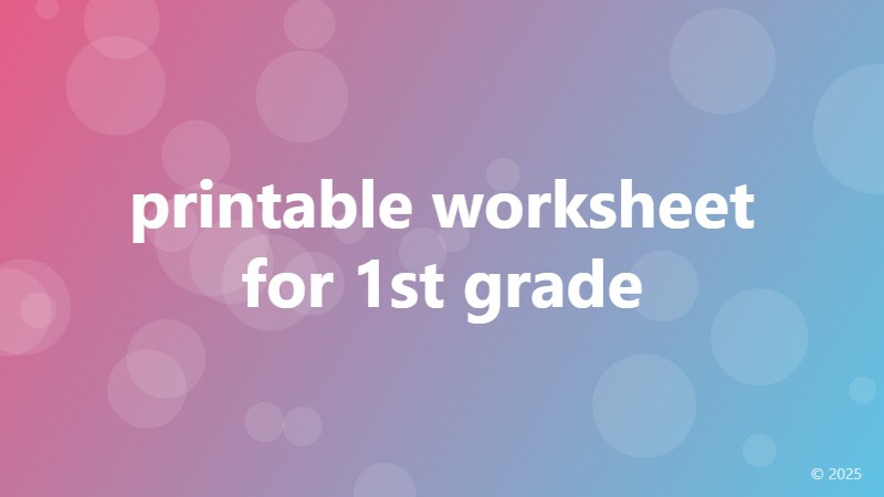 printable worksheet for 1st grade