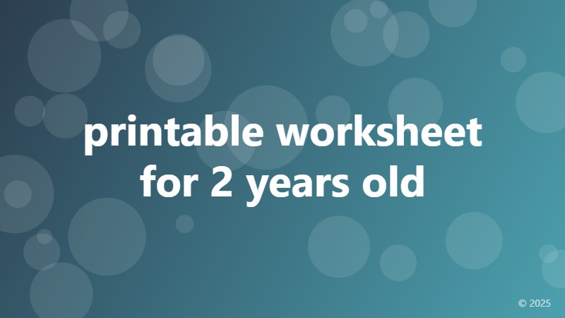 printable worksheet for 2 years old