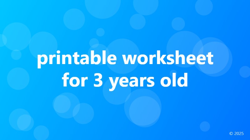 printable worksheet for 3 years old