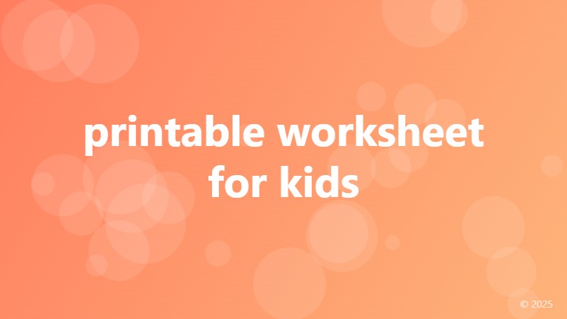 printable worksheet for kids