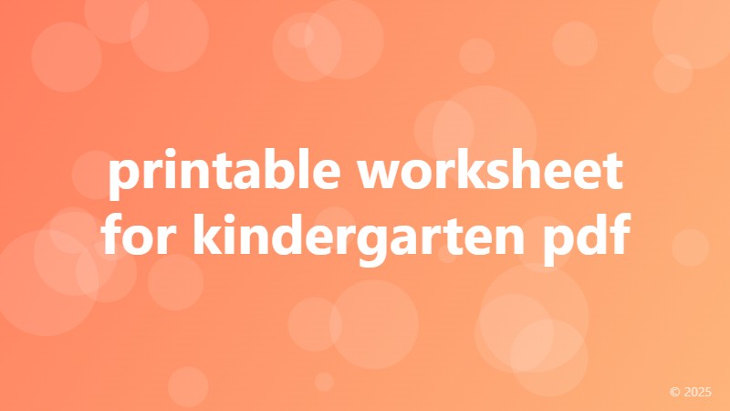 printable worksheet for kindergarten pdf