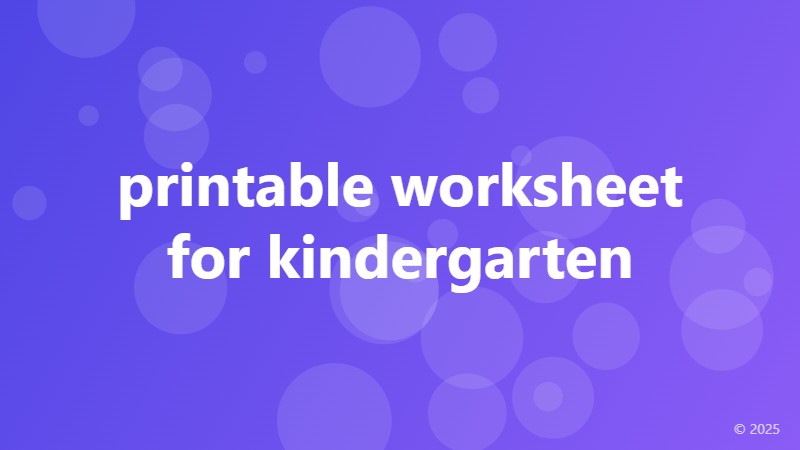 printable worksheet for kindergarten