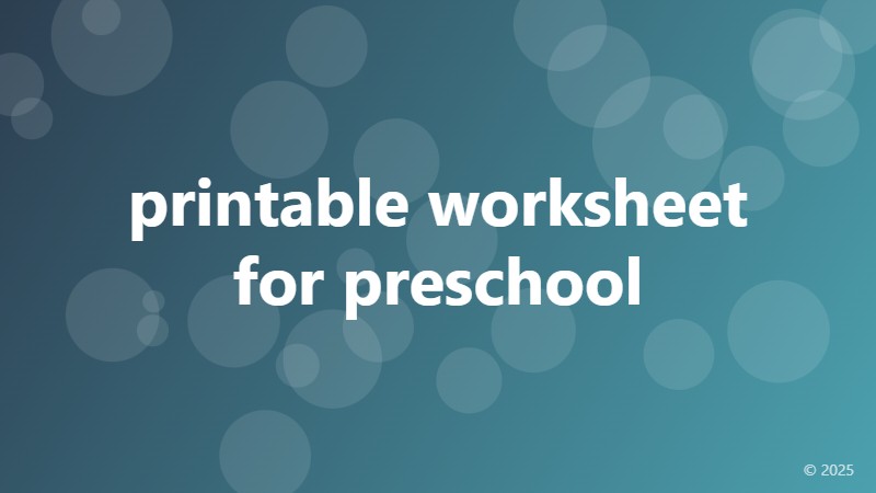 printable worksheet for preschool