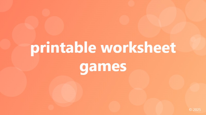 printable worksheet games