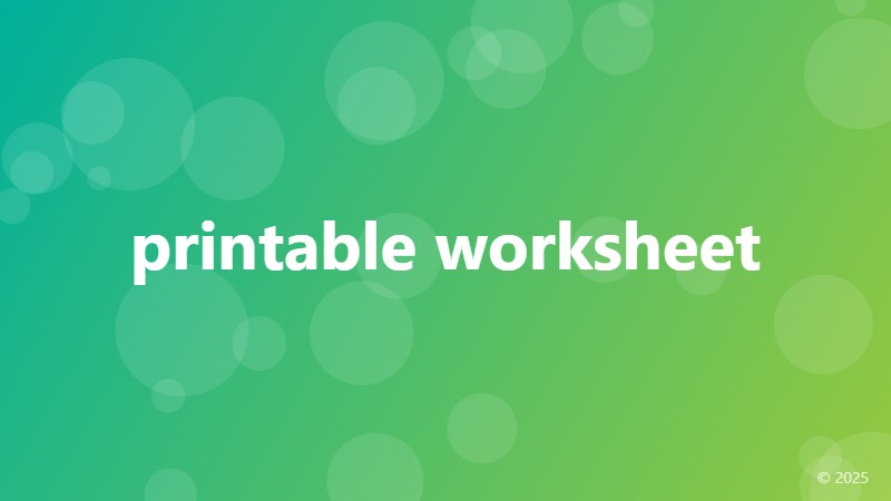printable worksheet