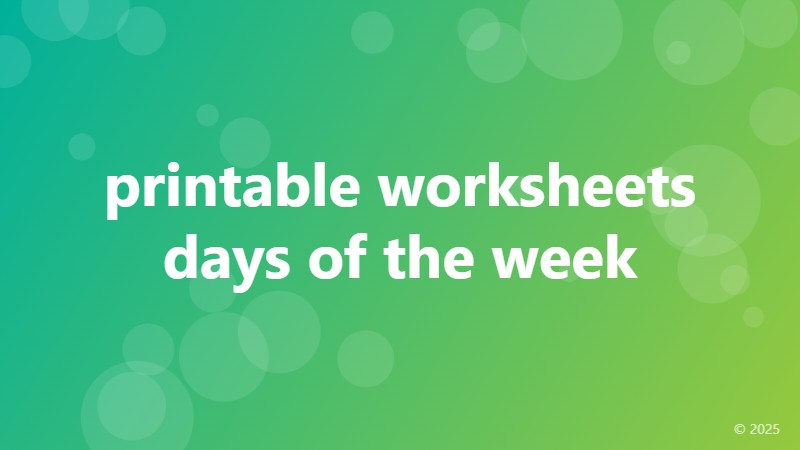 printable worksheets days of the week