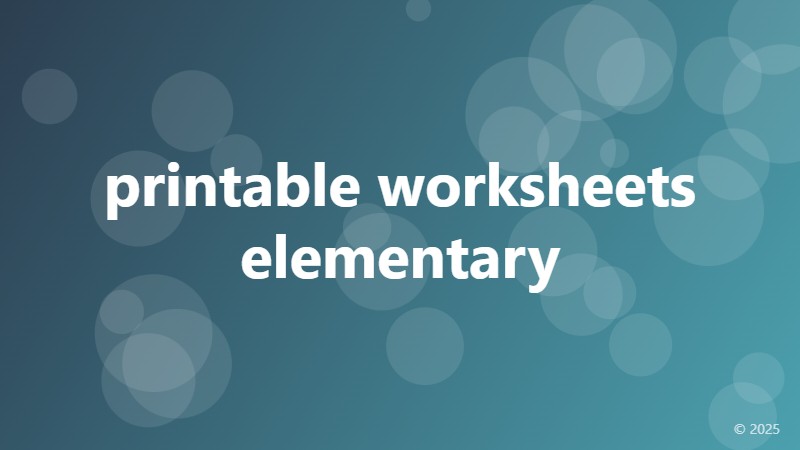 printable worksheets elementary