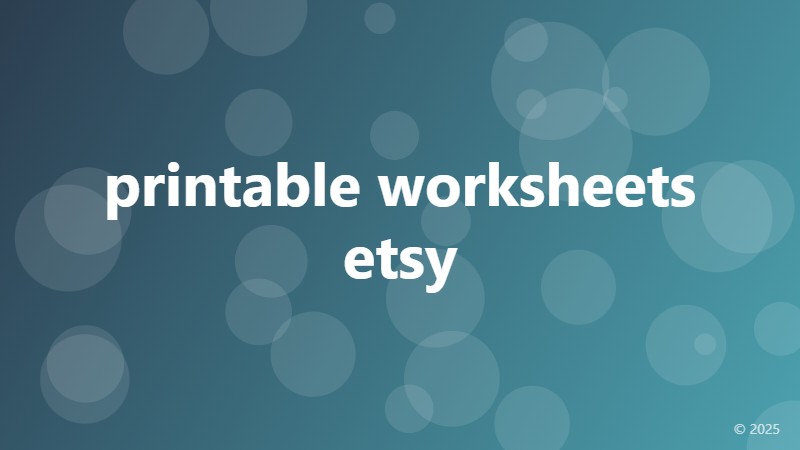 printable worksheets etsy