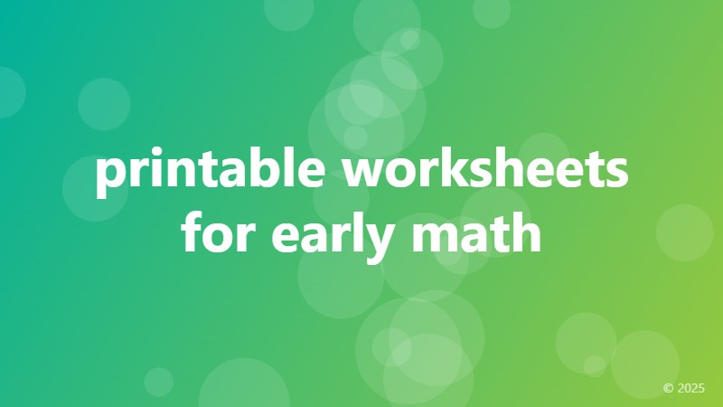 printable worksheets for early math