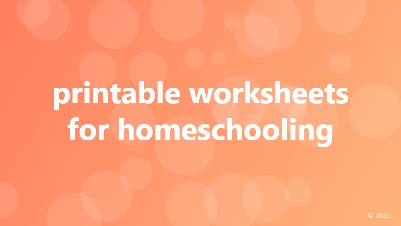 printable worksheets for homeschooling