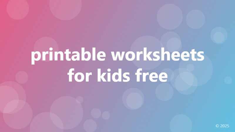 printable worksheets for kids free