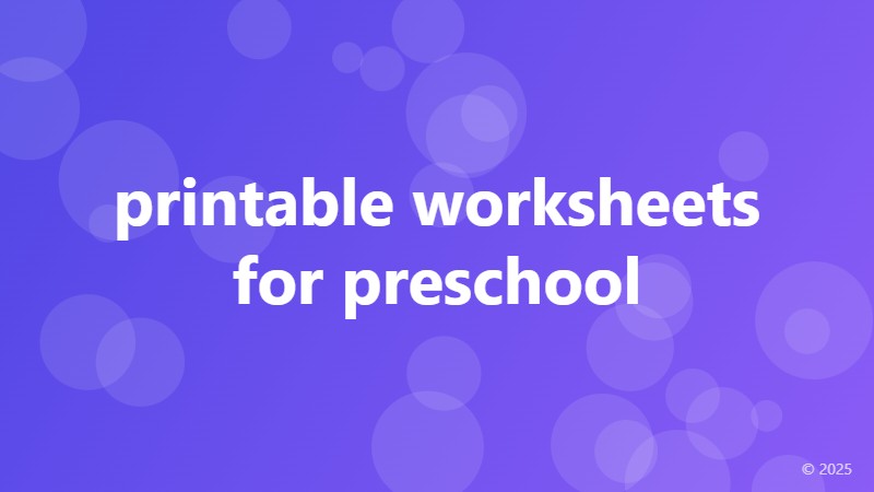 printable worksheets for preschool