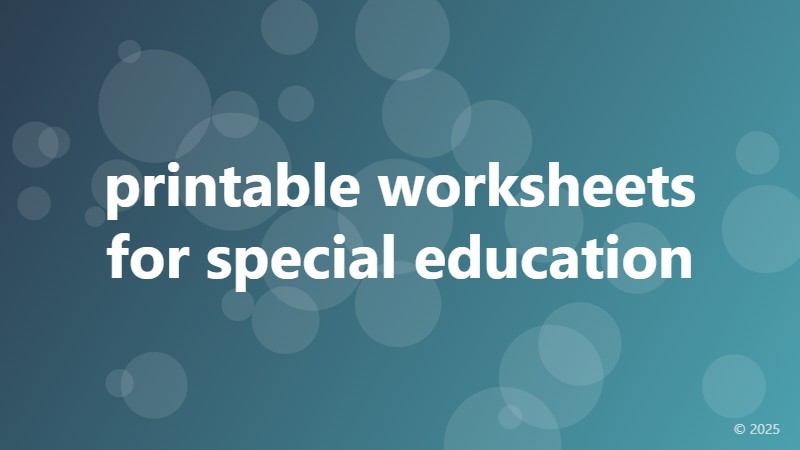 printable worksheets for special education