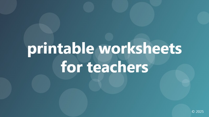 printable worksheets for teachers