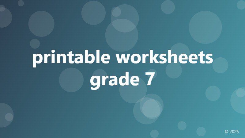 printable worksheets grade 7