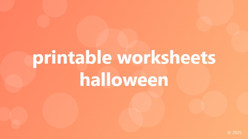 printable worksheets halloween