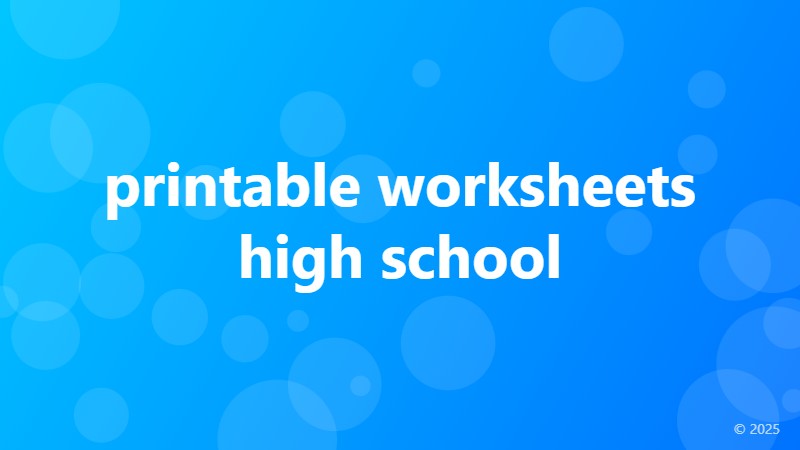 printable worksheets high school